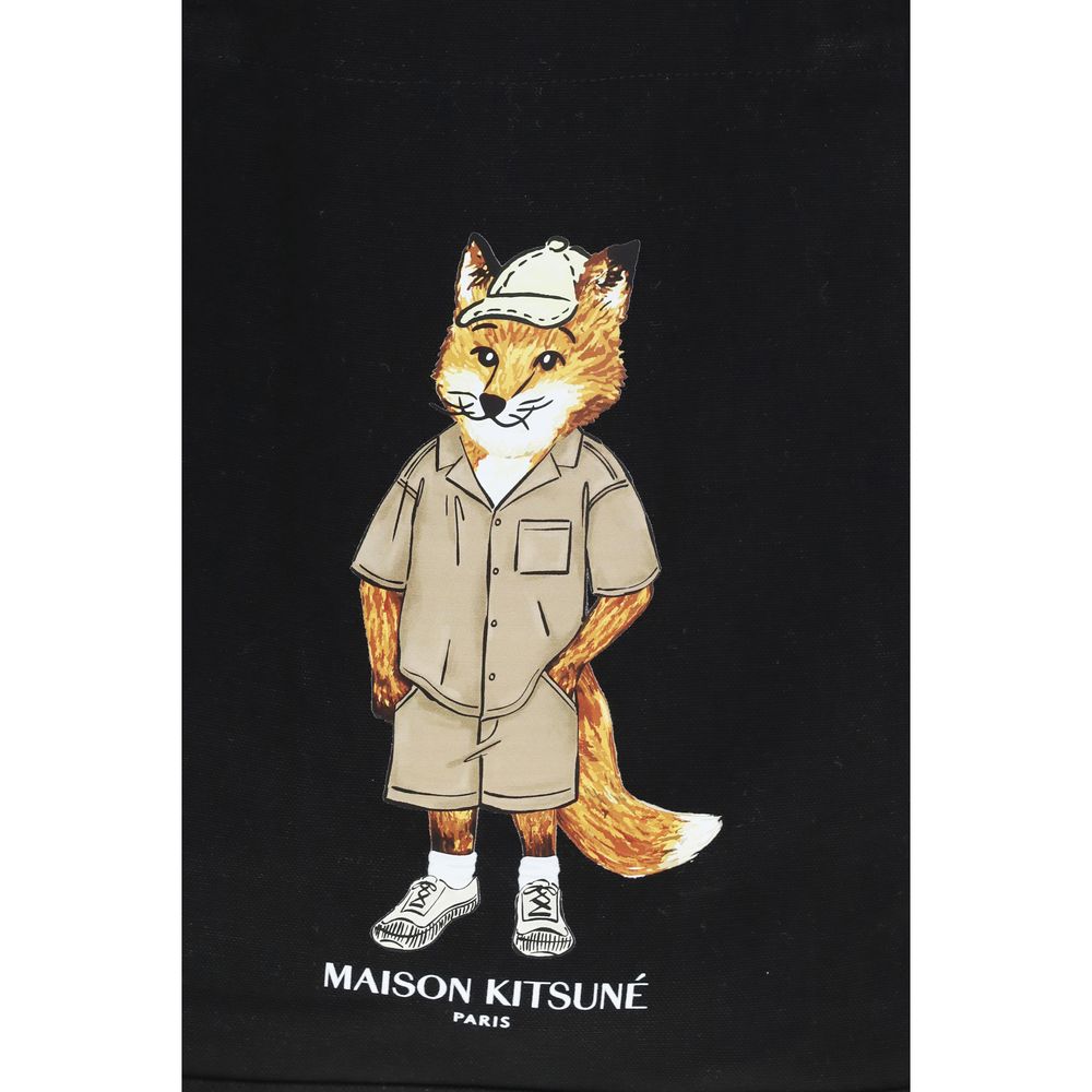 Maison Kitsuné Black Canvas Tote Bag
