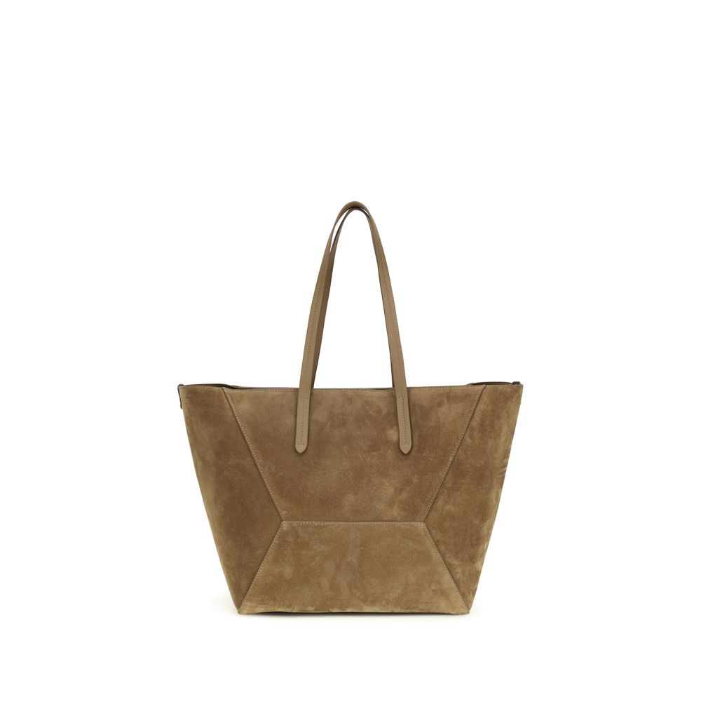 Brunello Cucinelli Beige Calf Leather Shoulder Bag