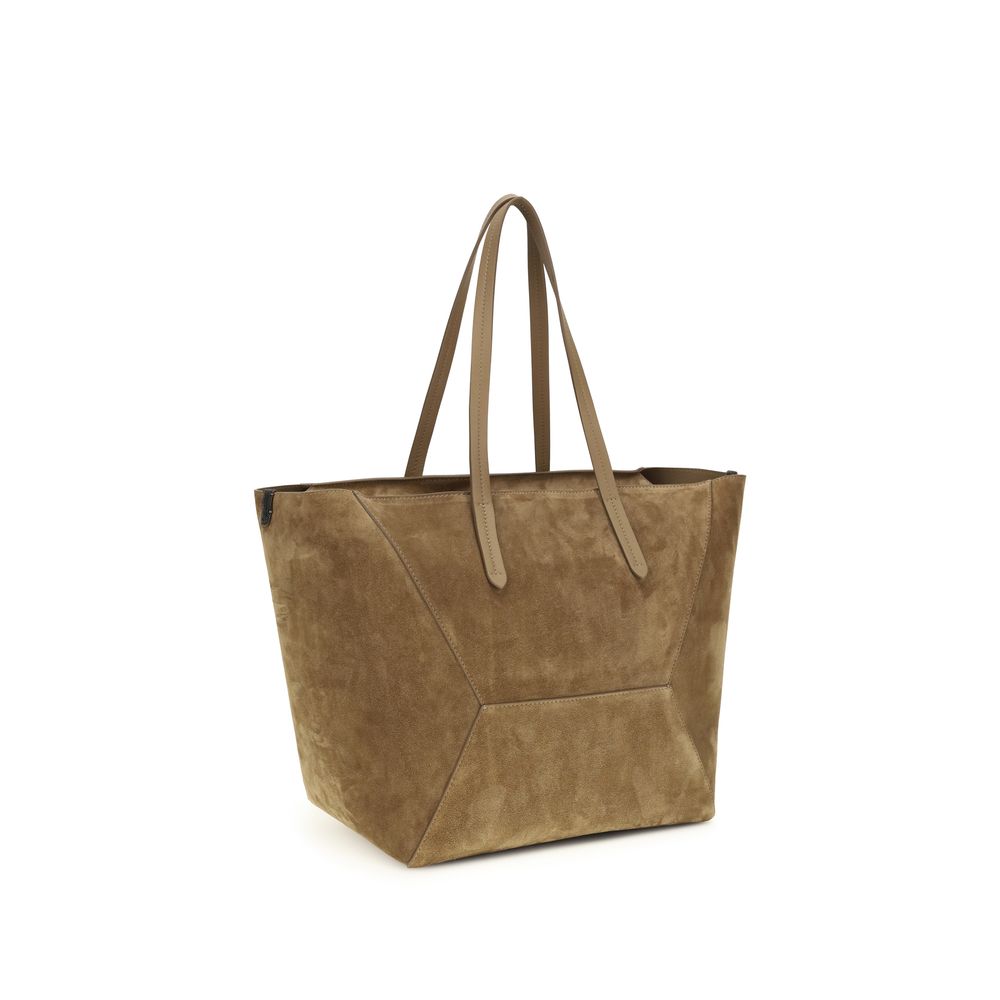 Brunello Cucinelli Beige Calf Leather Shoulder Bag