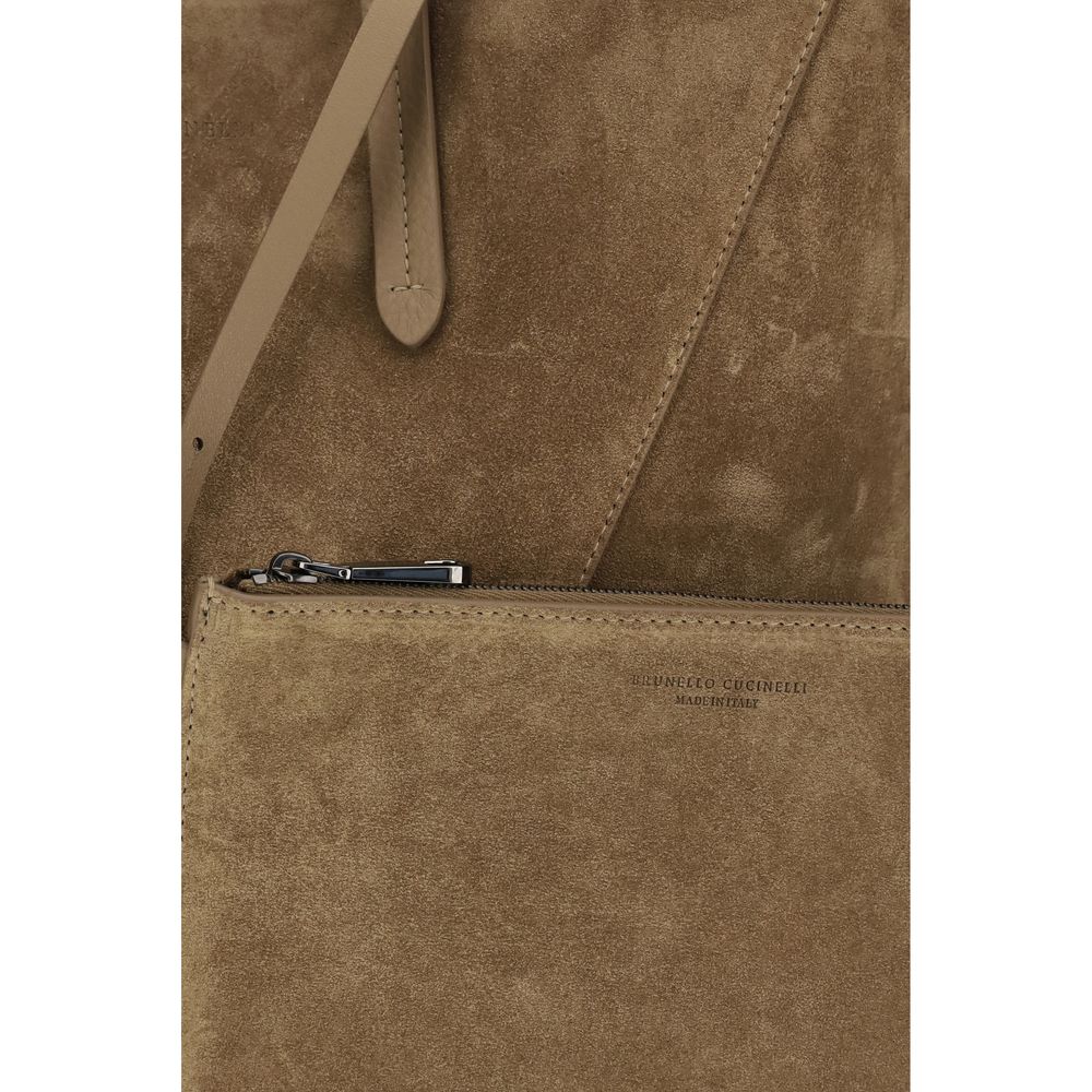 Brunello Cucinelli Beige Calf Leather Shoulder Bag