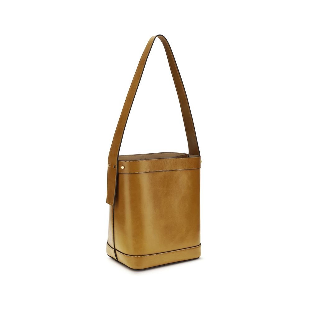 Versace Brown Calf Leather Pivot Bucket Bag