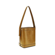 Versace Brown Calf Leather Pivot Bucket Bag