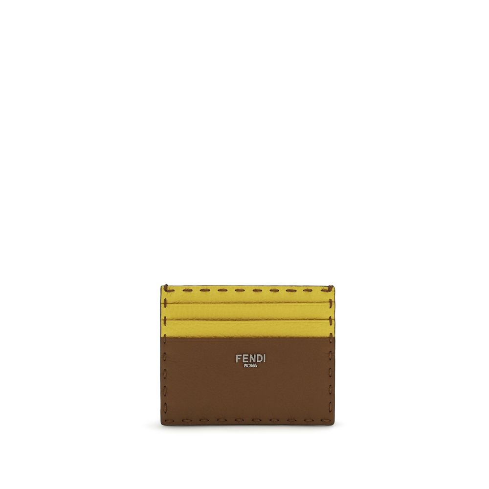 Fendi Leather-colored Calf Leather Card Holder