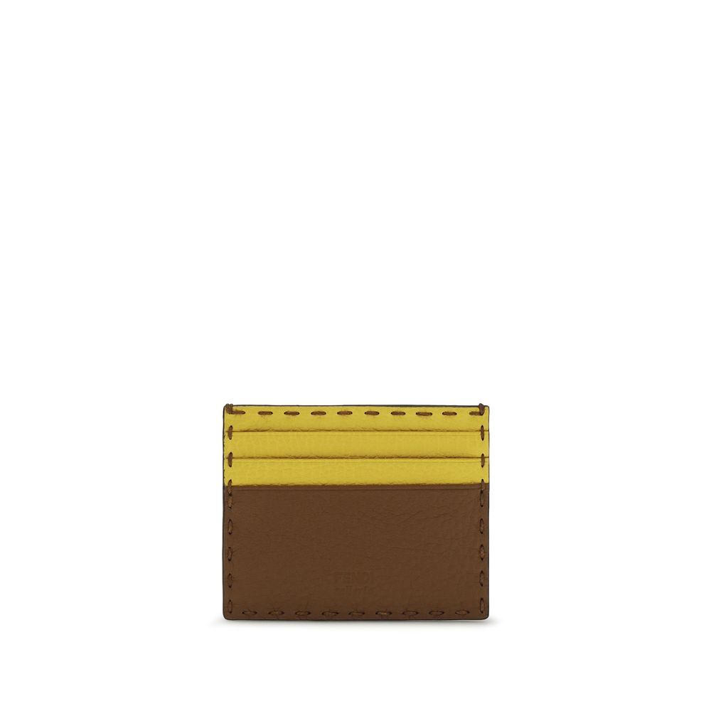 Fendi Leather-colored Calf Leather Card Holder