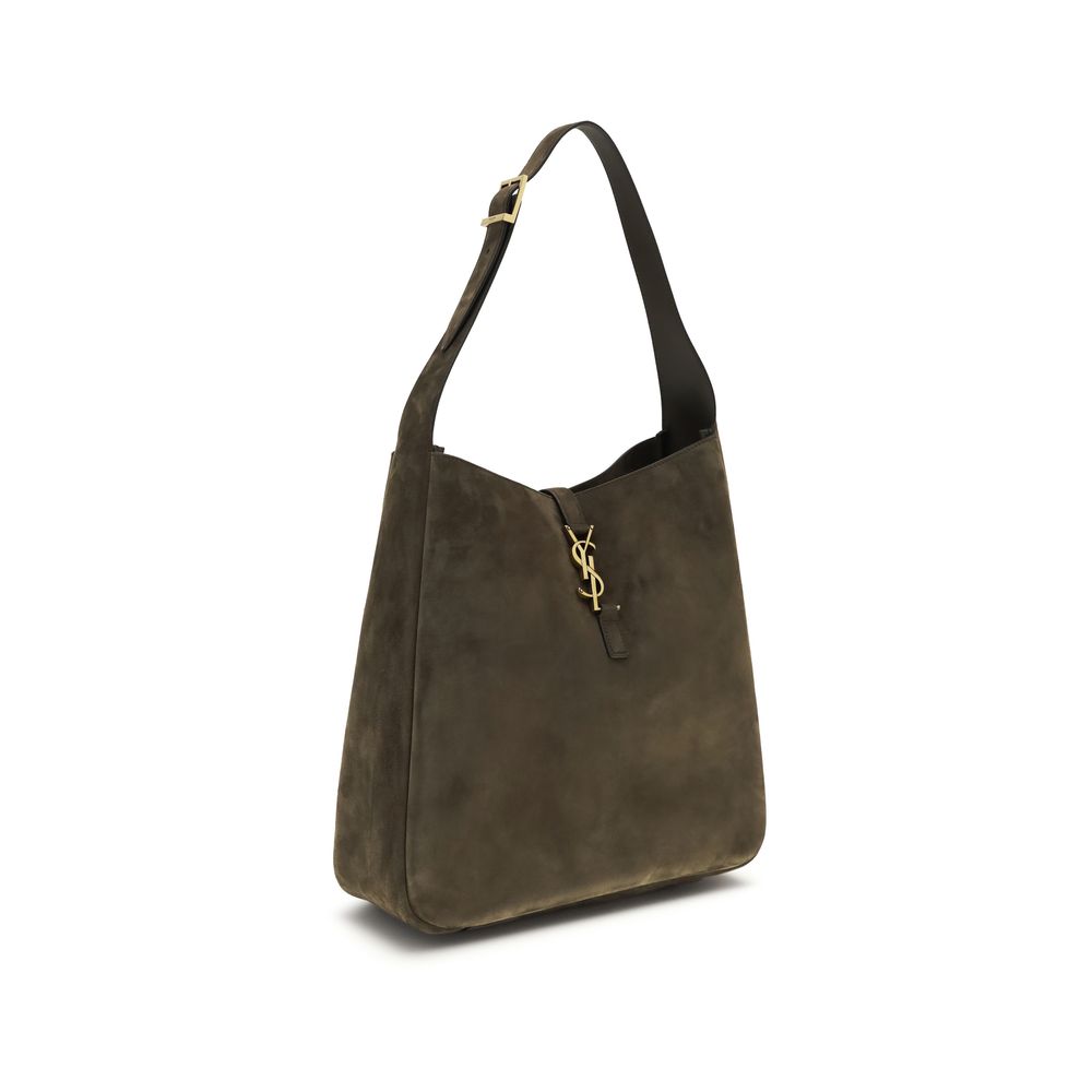 Saint Laurent Bicolor Calf Leather Suede Shoulder Bag