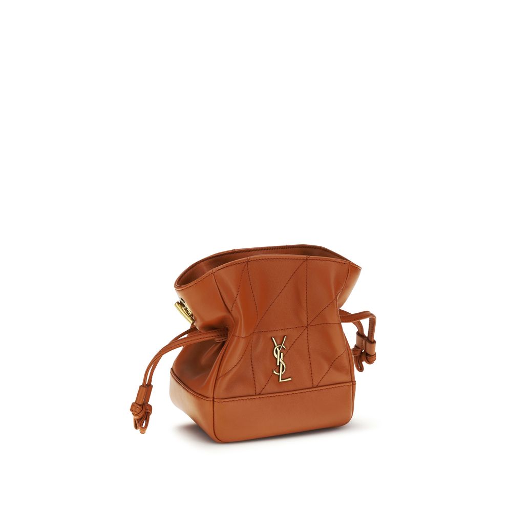 Saint Laurent Orange Lambskin Clutch Bag