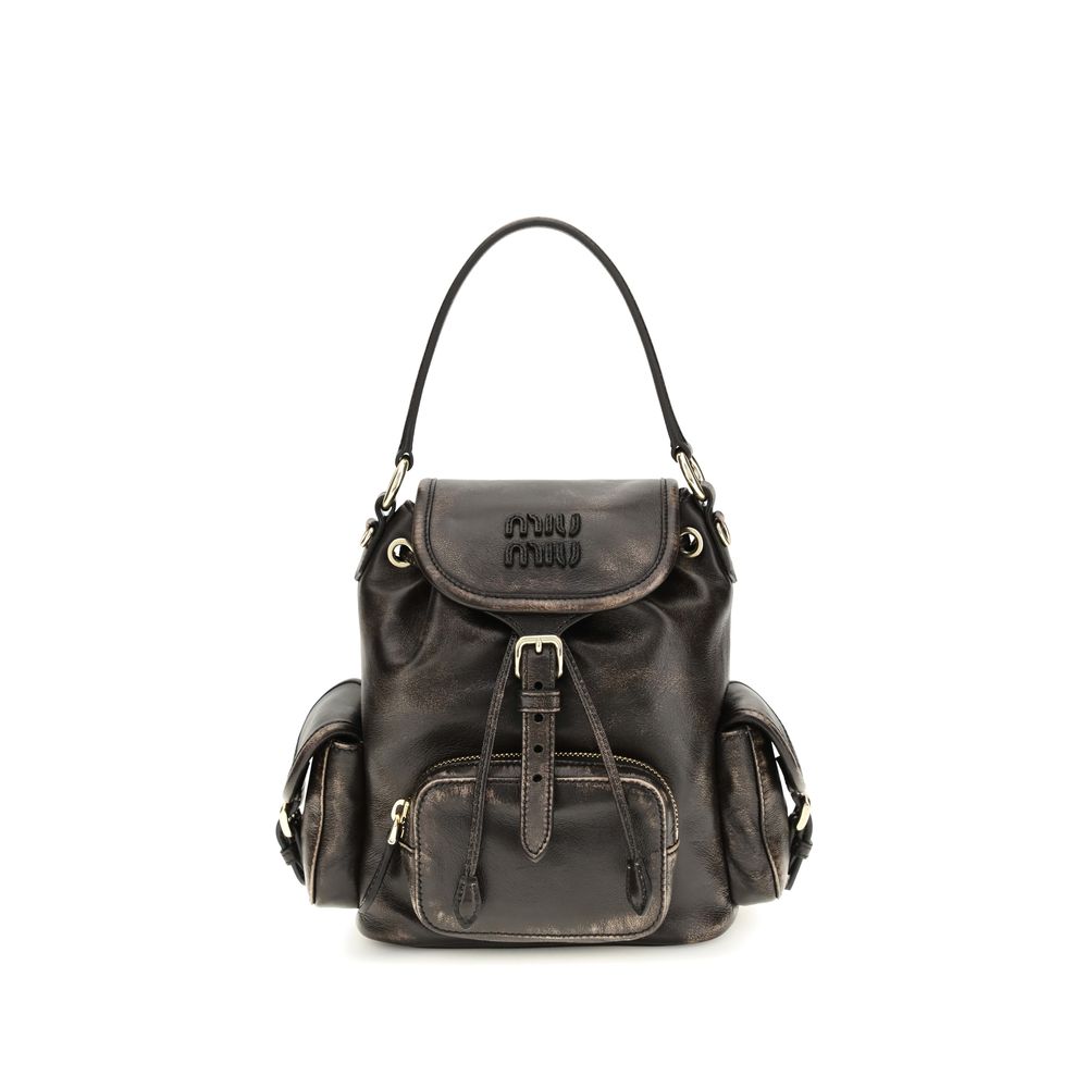Miu Miu Brown Calf Leather Backpack
