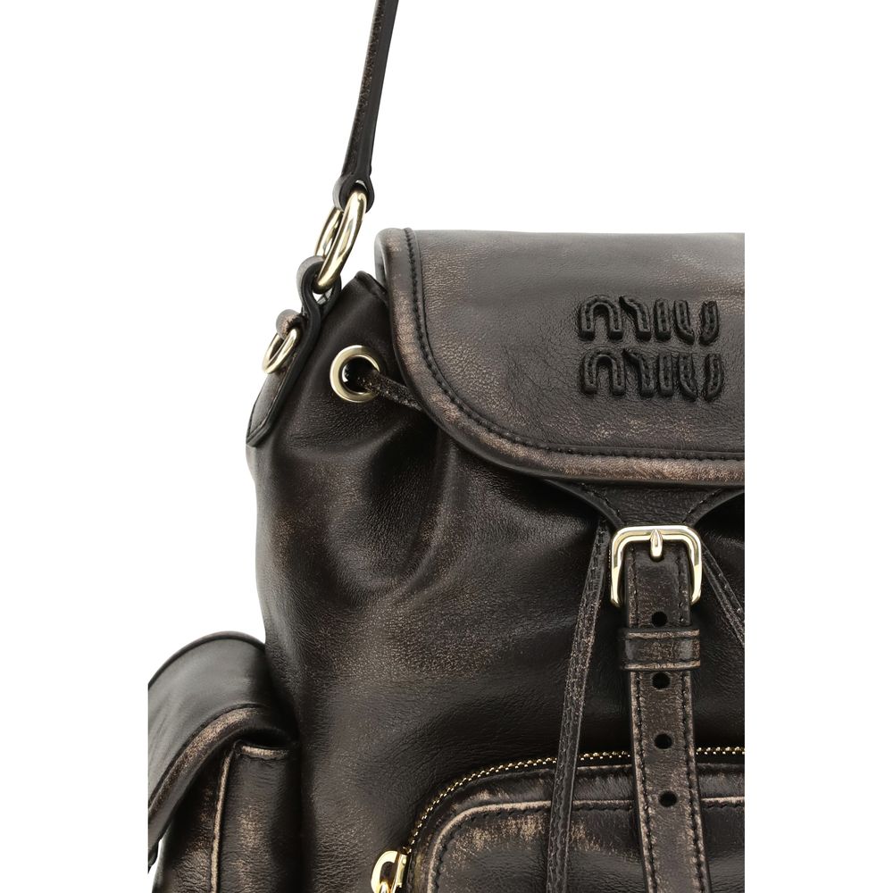 Miu Miu Brown Calf Leather Backpack