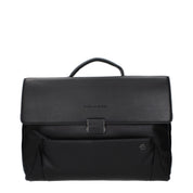 Piquadro Black Leather Business and Laptop Bag