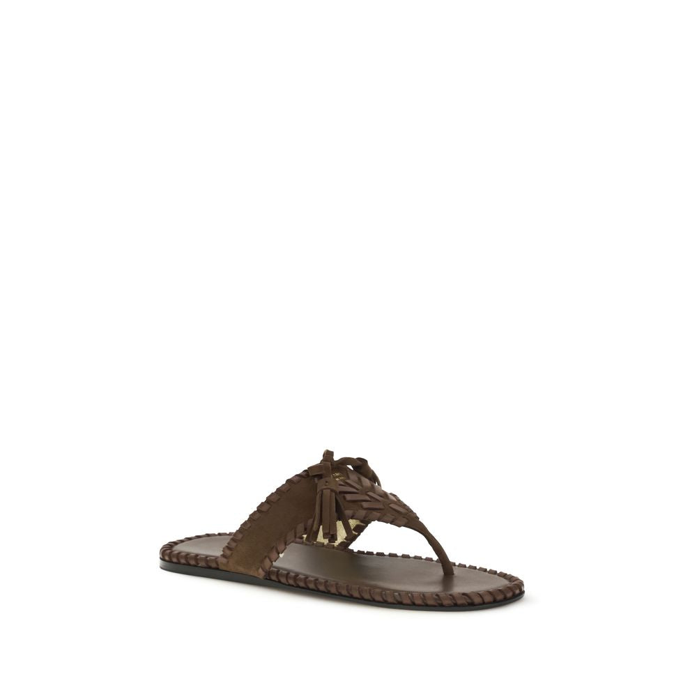 Prada Brown Suede Thong Sandals