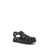 Prada Black Calf Leather Flat Sandals