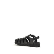 Prada Black Calf Leather Flat Sandals