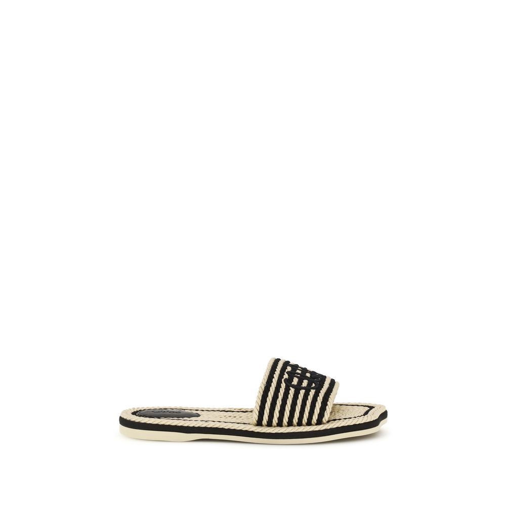 Chloé Multicolor Raffia Flat Sandals