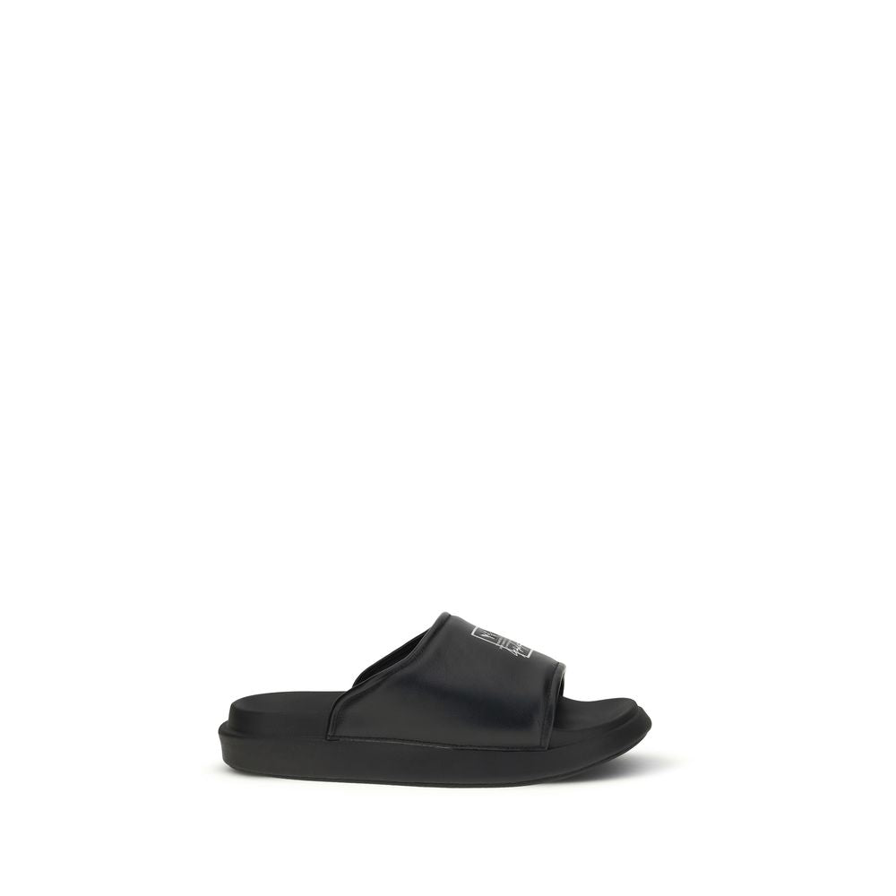Y-3 Black Calf Leather Slide Sandals