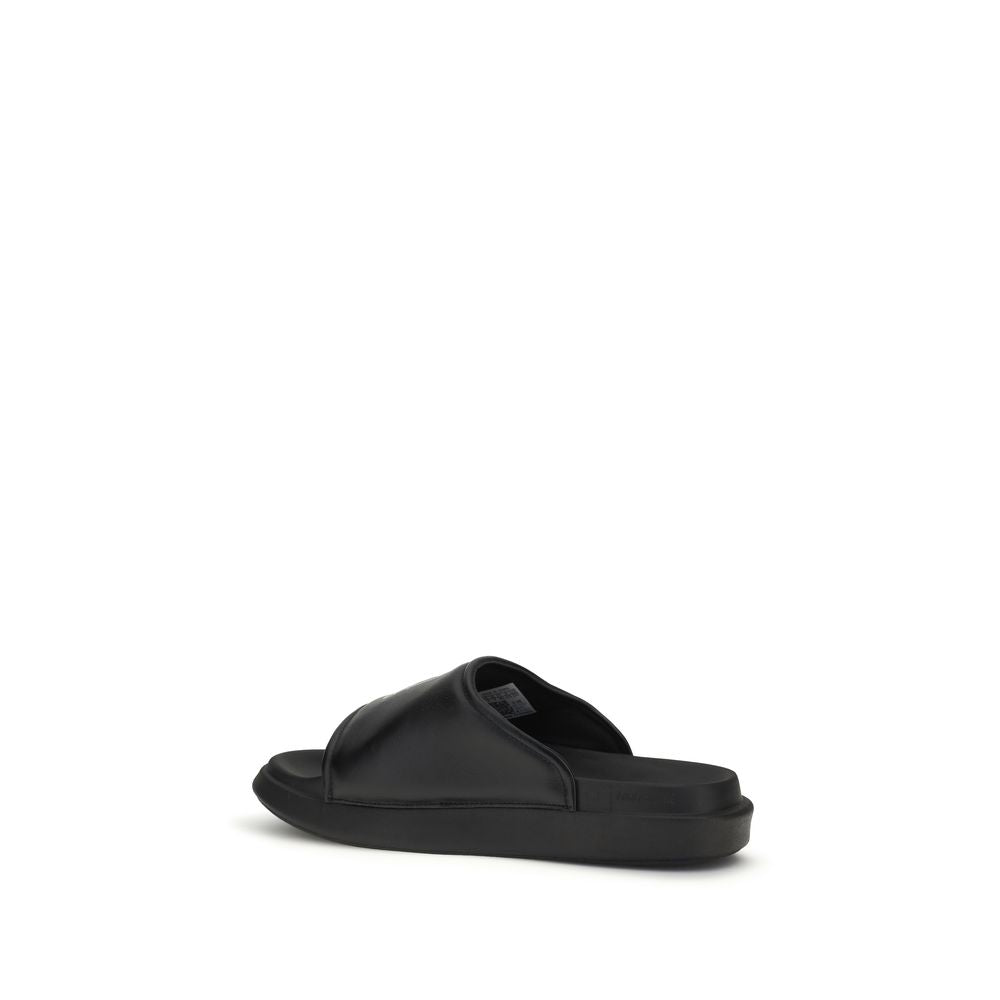 Y-3 Black Calf Leather Slide Sandals
