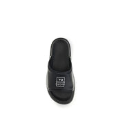 Y-3 Black Calf Leather Slide Sandals