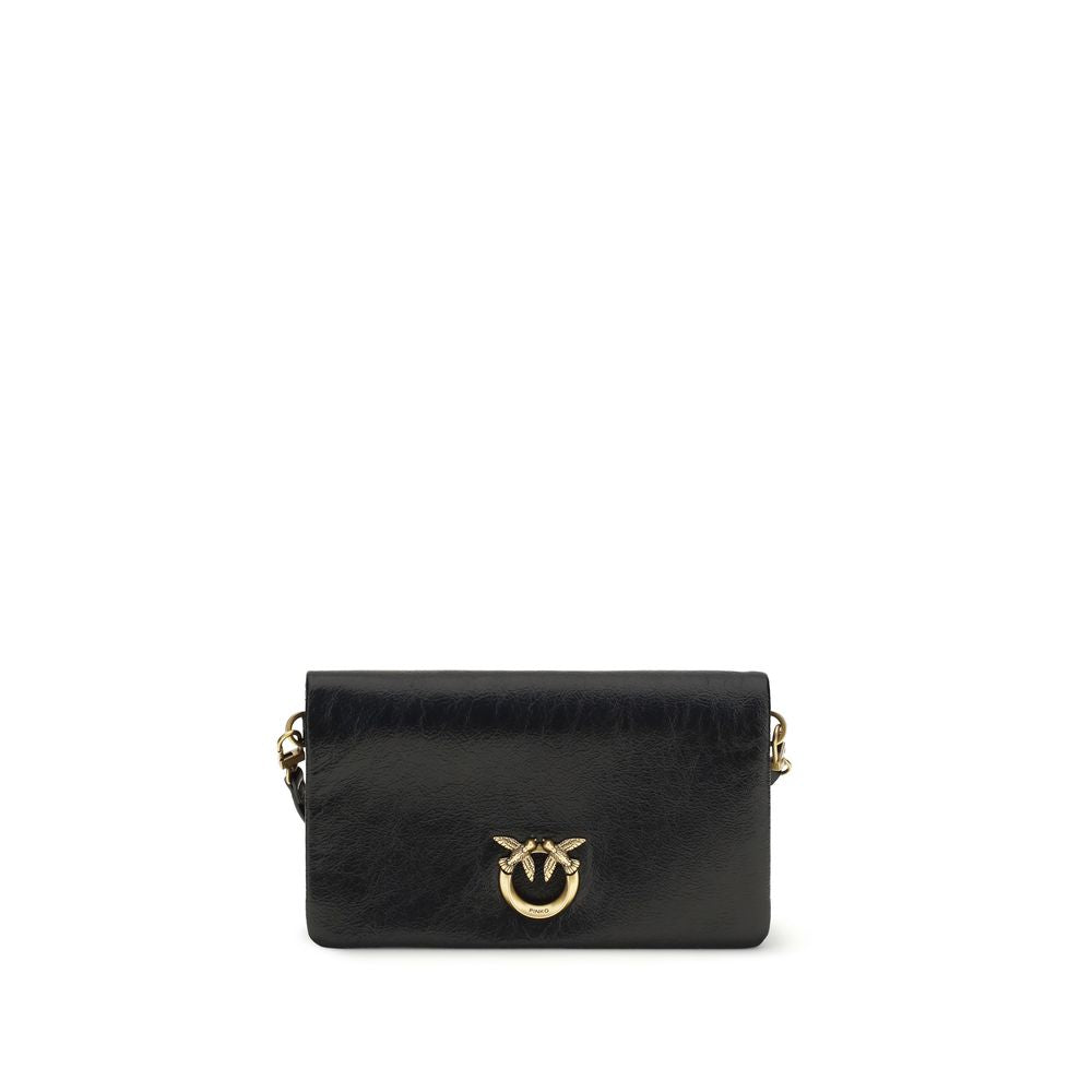PINKO Black Calf Leather Shoulder Bag