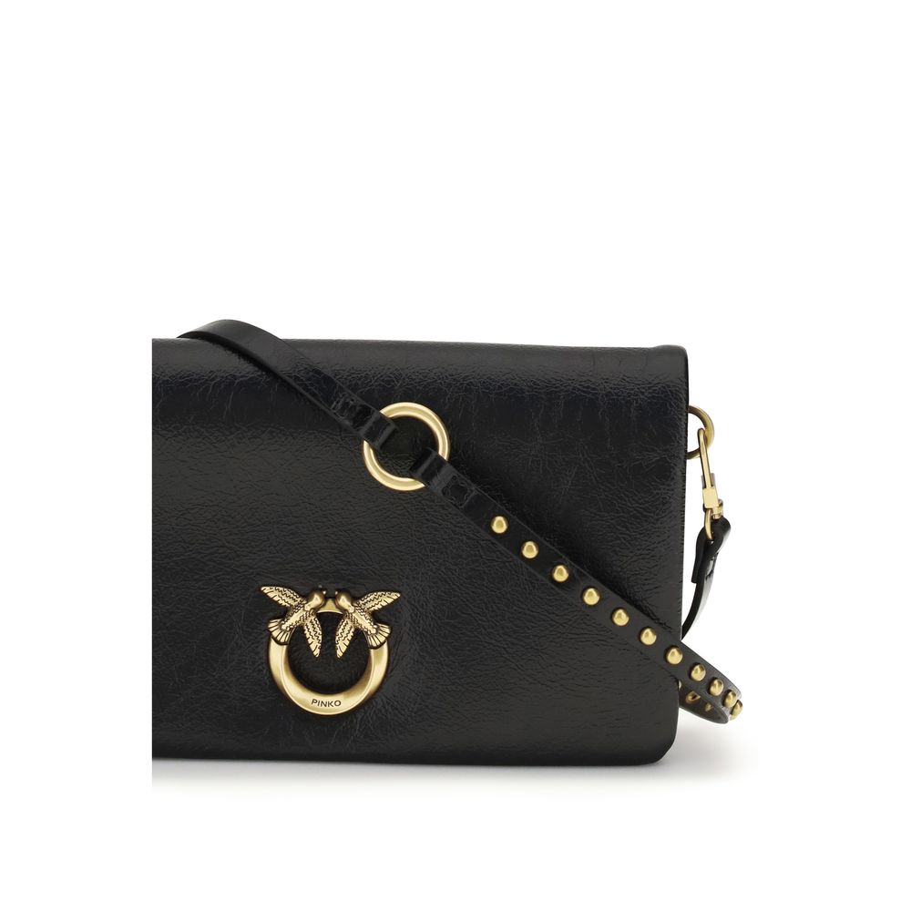 PINKO Black Calf Leather Shoulder Bag