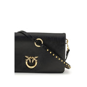 PINKO Black Calf Leather Shoulder Bag