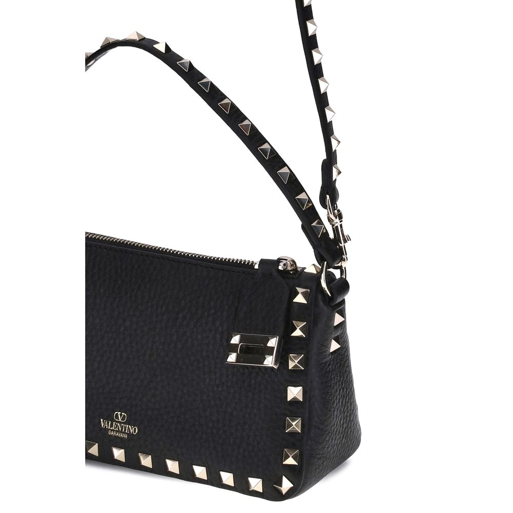 Valentino Garavani Black Calf Leather Shoulder Bag