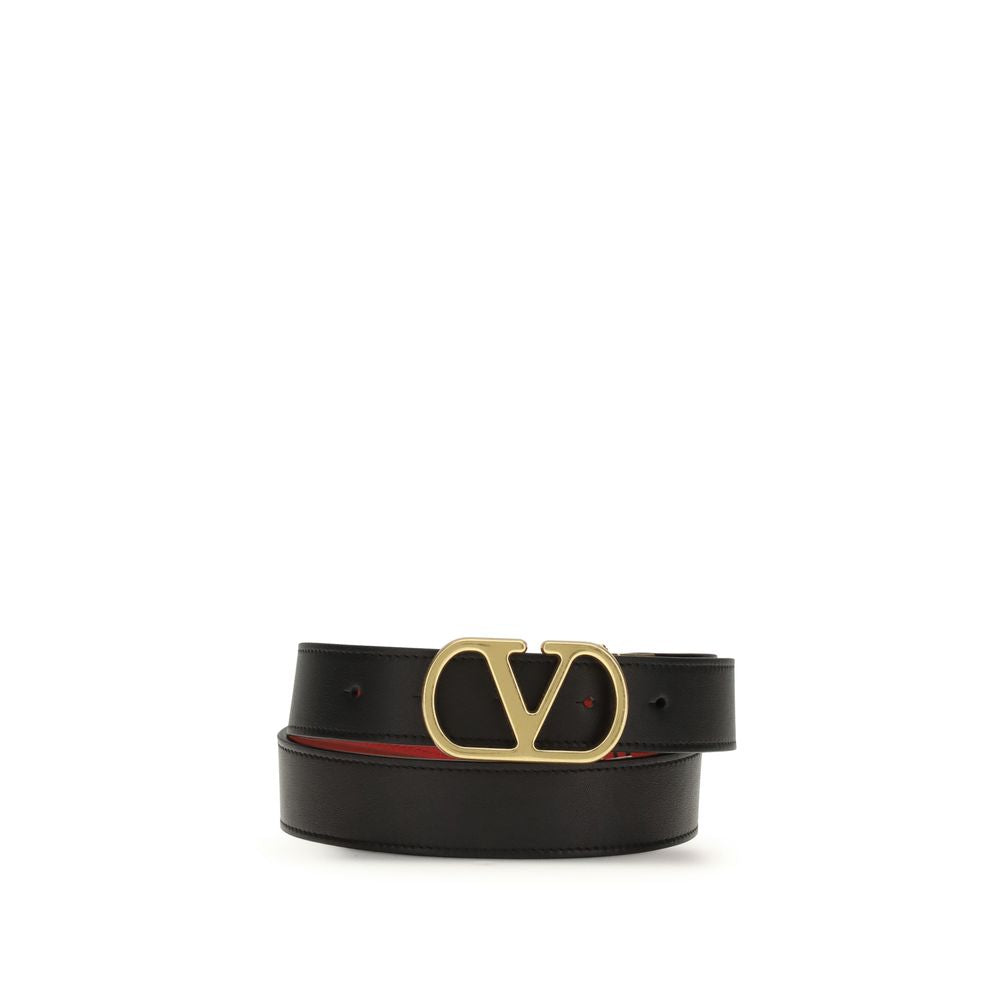 Valentino Garavani Black Calf Leather Regular Belt