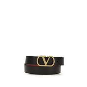 Valentino Garavani Black Calf Leather Regular Belt