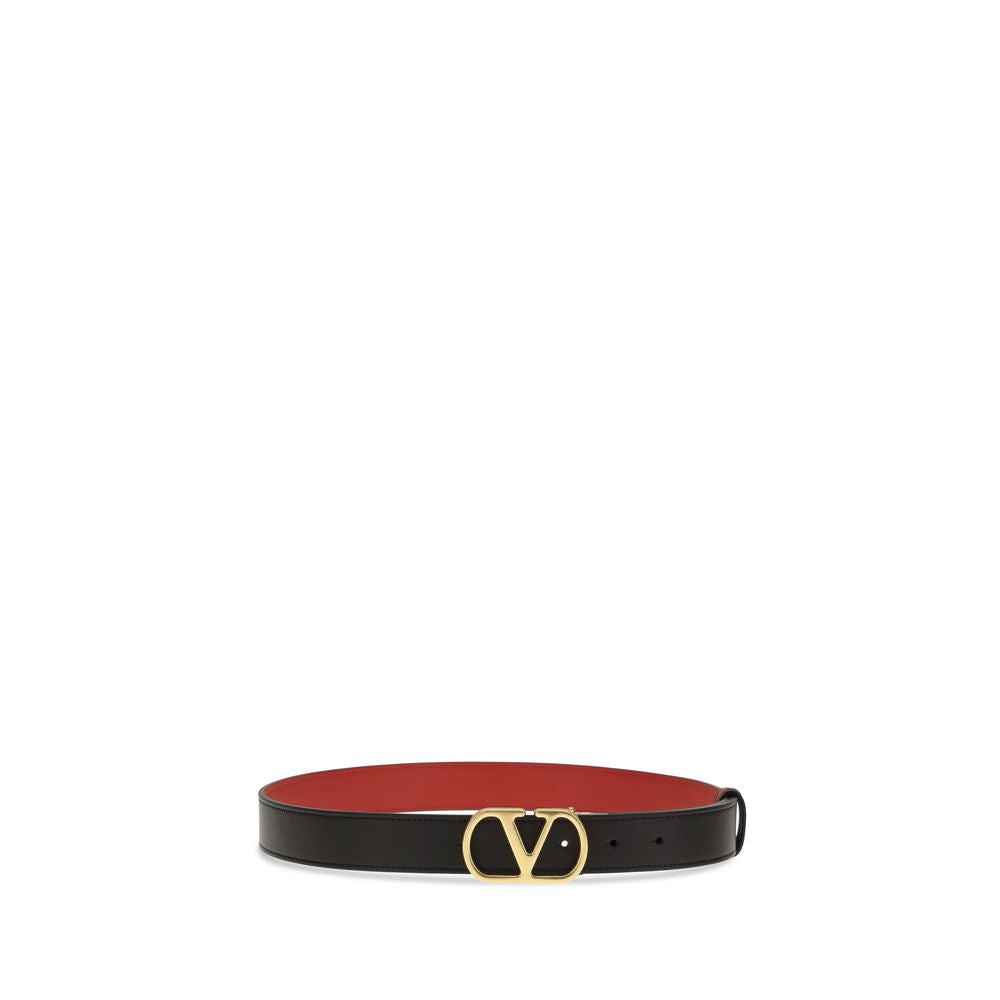 Valentino Garavani Black Calf Leather Regular Belt