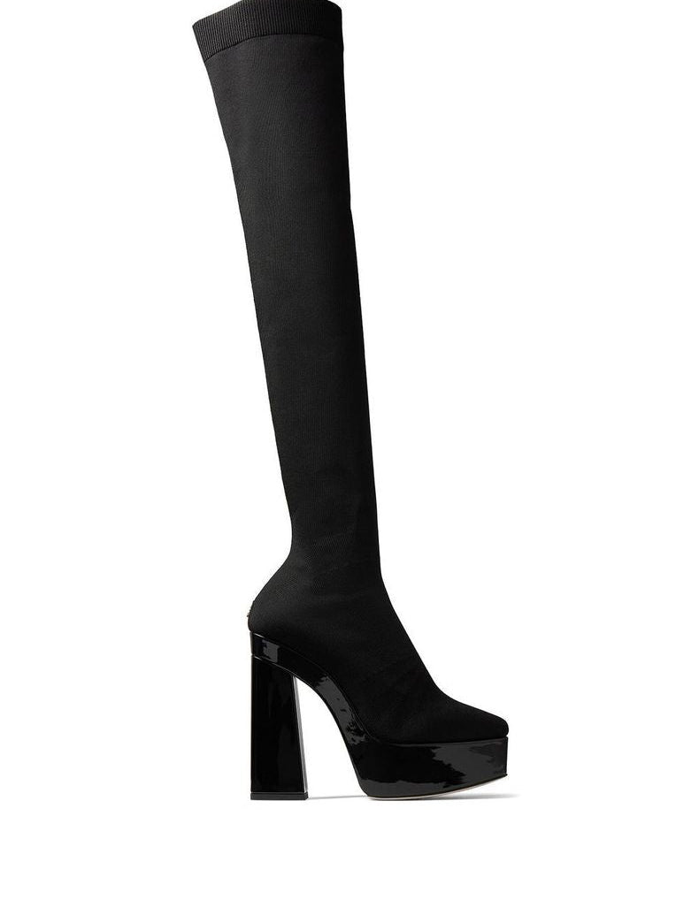 Jimmy Choo Black Fabric Over The Knee Boots