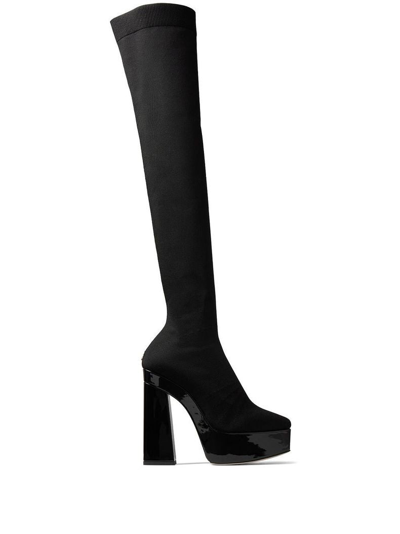 Jimmy Choo Black Fabric Over The Knee Boots