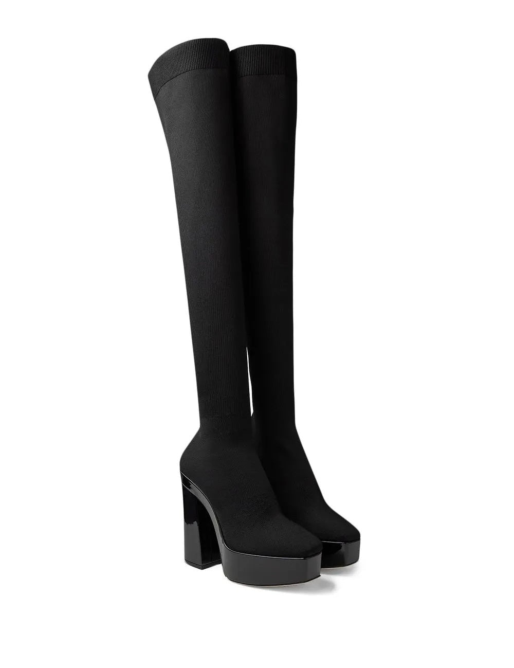 Jimmy Choo Black Fabric Over The Knee Boots