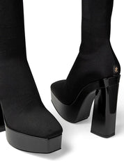 Jimmy Choo Black Fabric Over The Knee Boots