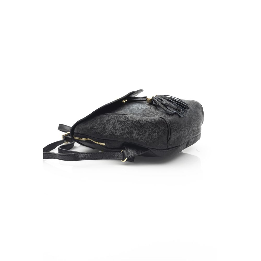 Baldinini Trend Black Leather Mini Chain Shoulder Bag