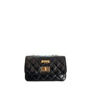 Baldinini Trend Black Leather Mini Chain Shoulder Bag