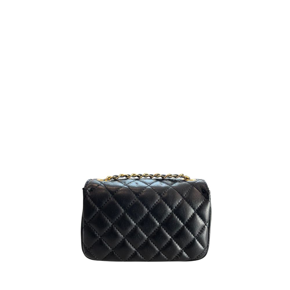 Baldinini Trend Black Leather Mini Chain Shoulder Bag