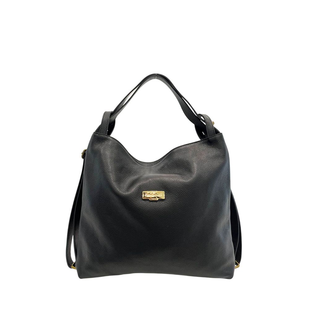 Baldinini Trend Black Cowhide Convertible Backpack
