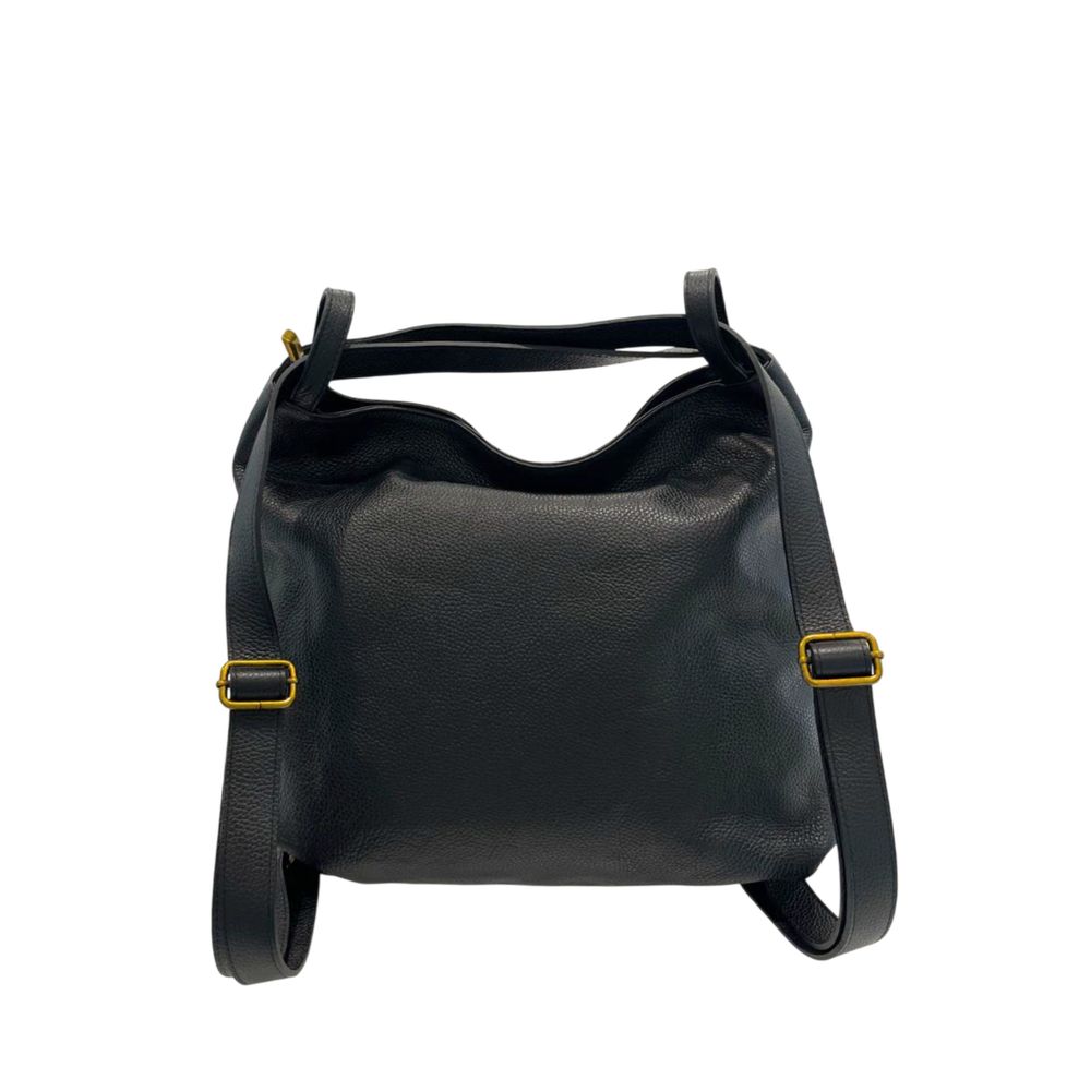 Baldinini Trend Black Cowhide Convertible Backpack