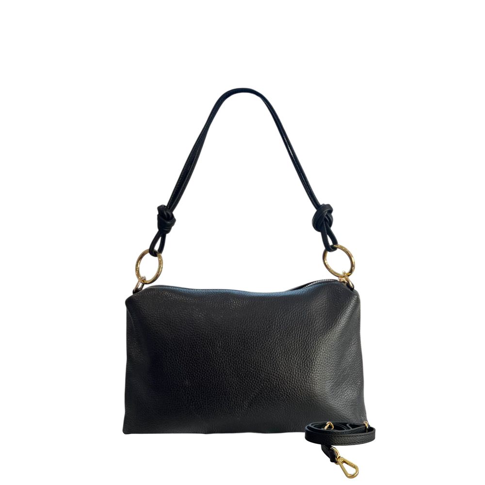 Baldinini Trend Black Leather Shoulder Bag