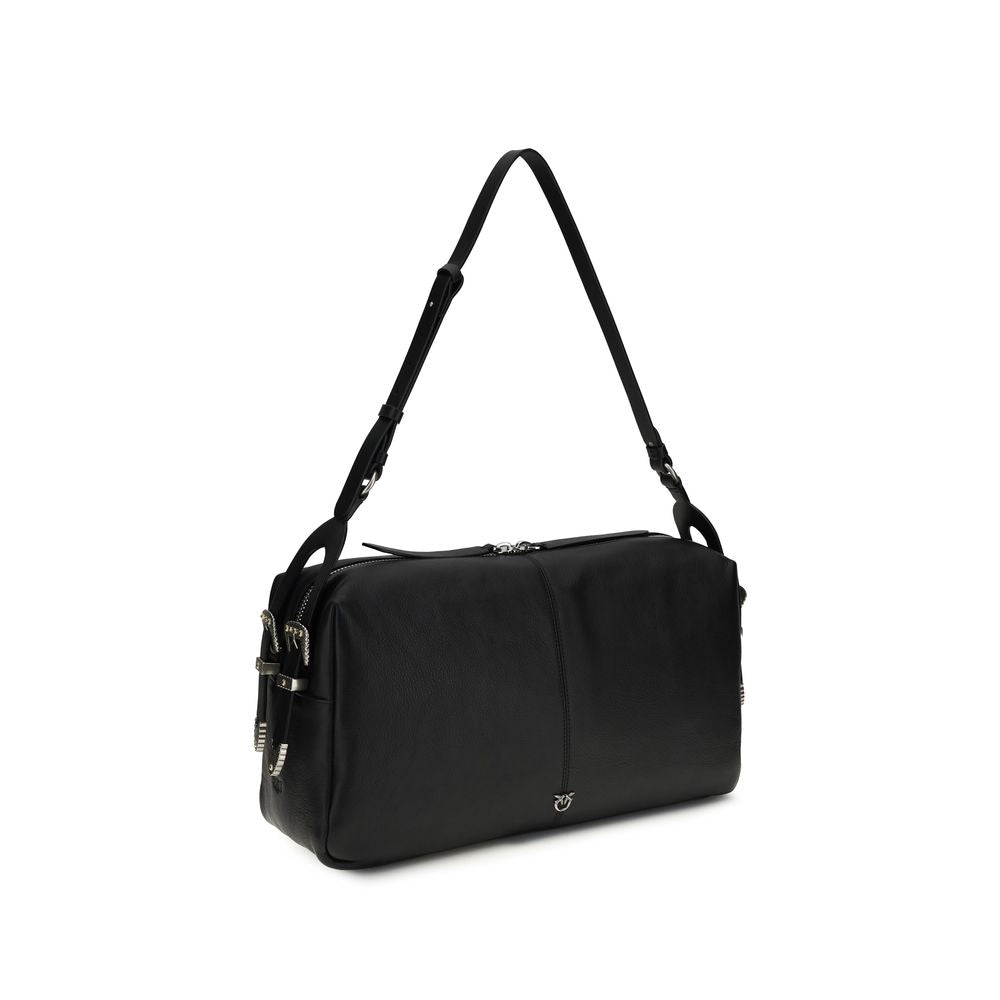 PINKO Black Calf Leather Shoulder Bag