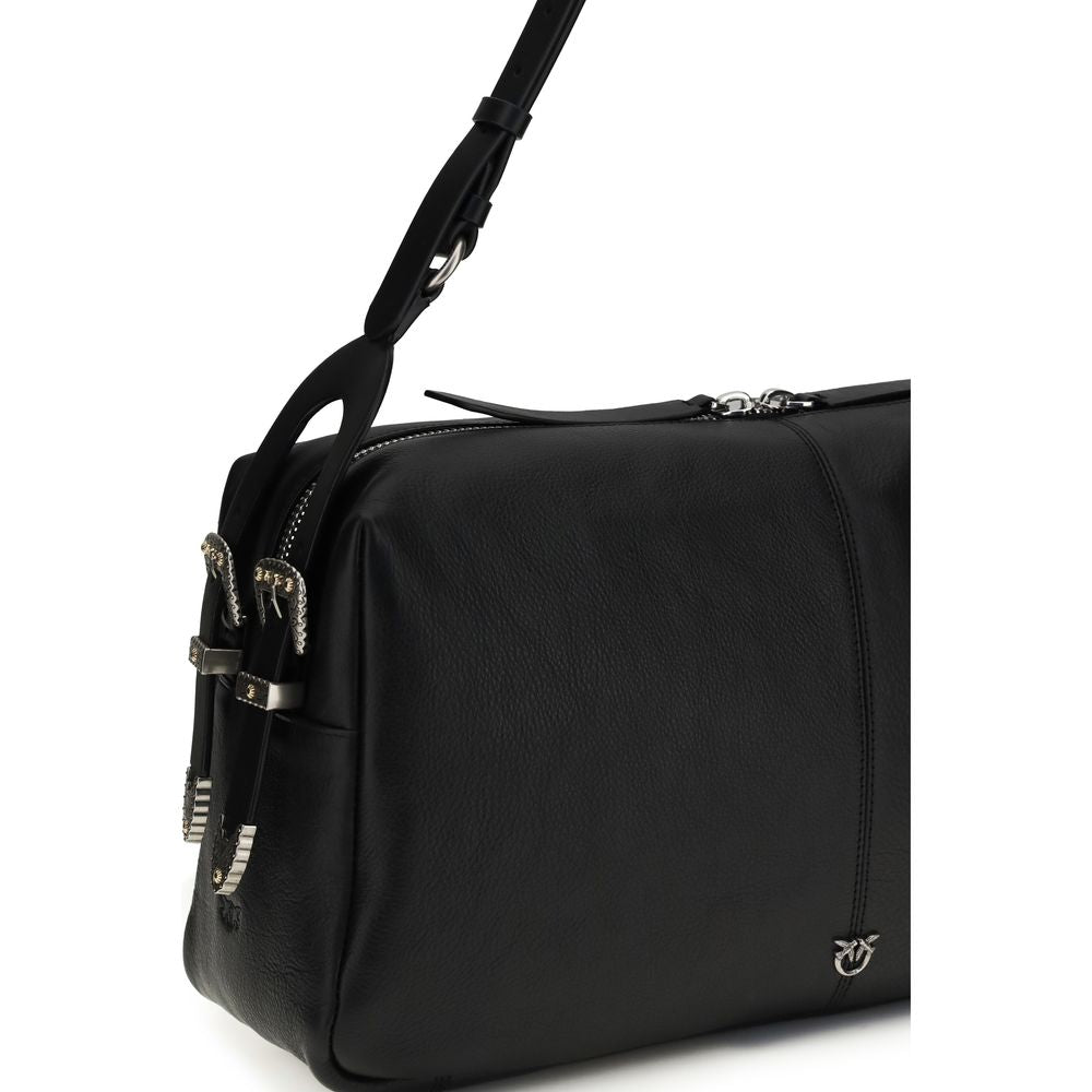 PINKO Black Calf Leather Shoulder Bag