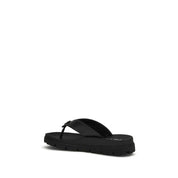 Prada Brown Calf Leather Flat Sandals
