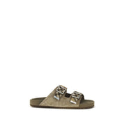 Burberry Beige Suede Flat Sandals