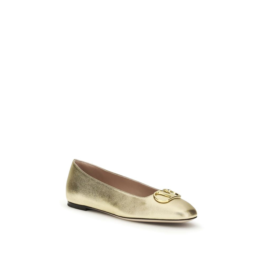 Valentino Garavani Gold Lamb Nappa Leather Ballet Flats