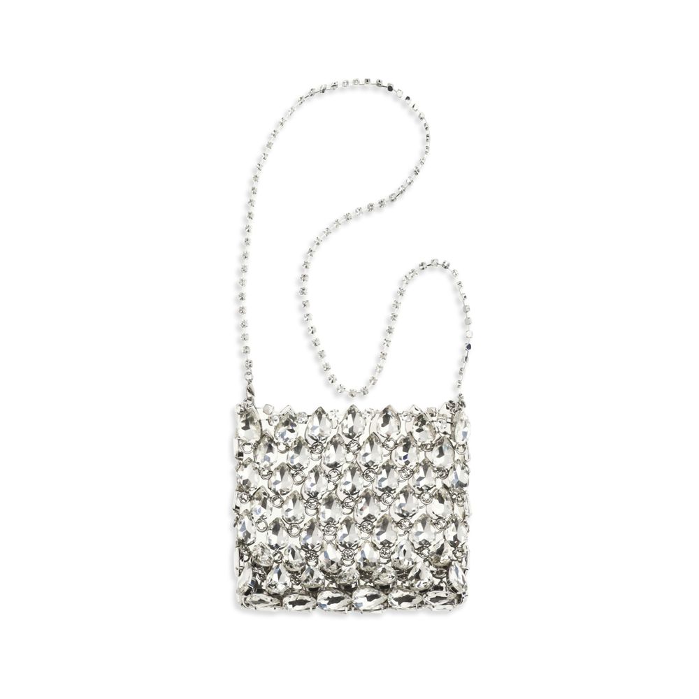 Self-Portrait Silver Crystal Mesh Shoulder Bag