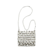 Self-Portrait Silver Crystal Mesh Shoulder Bag