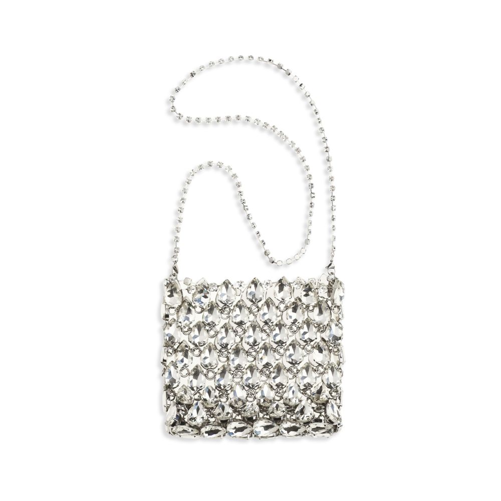 Self-Portrait Silver Crystal Mesh Shoulder Bag