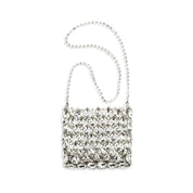 Self-Portrait Silver Crystal Mesh Shoulder Bag