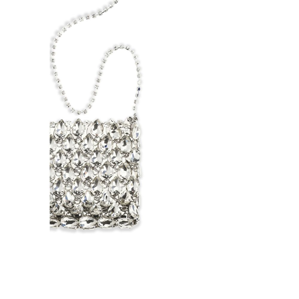 Self-Portrait Silver Crystal Mesh Shoulder Bag