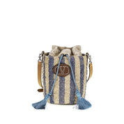 Valentino Garavani Blue Raffia Bucket Bag