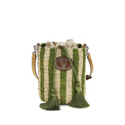 Valentino Garavani Bicolor Raffia Bucket Bag