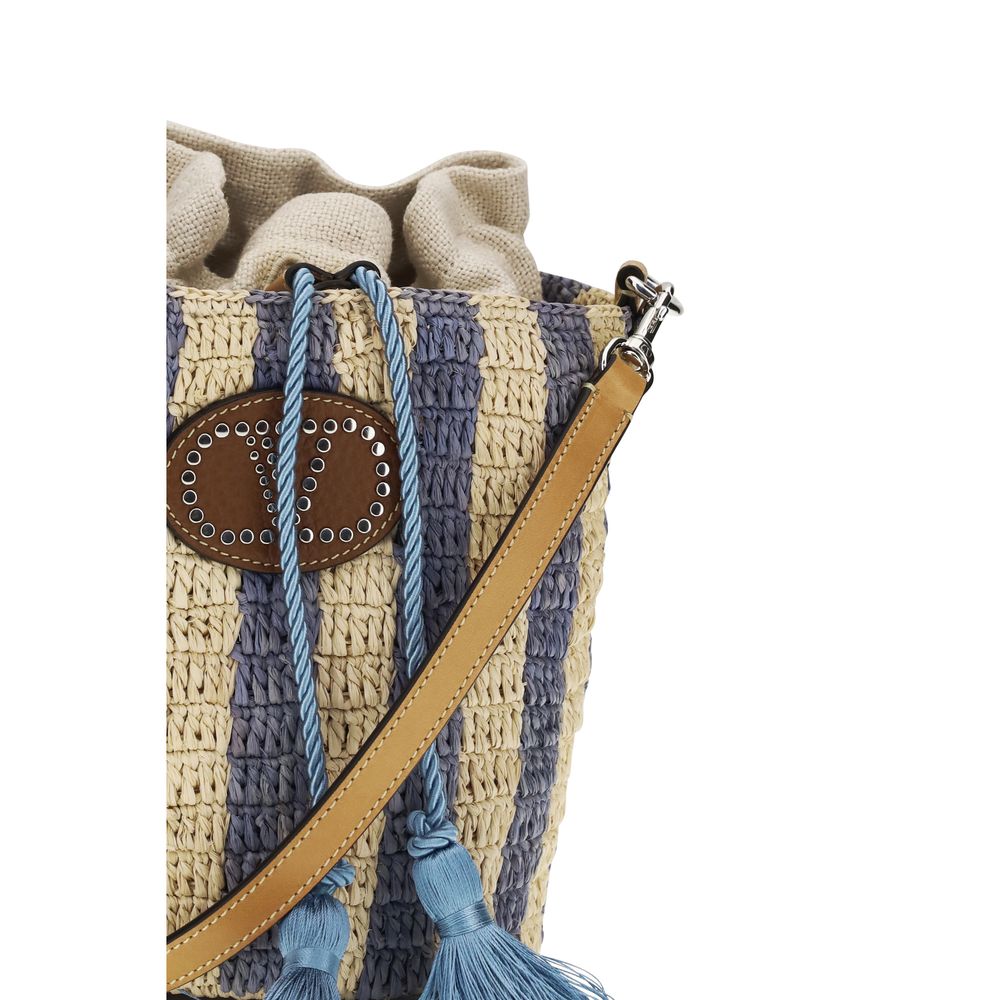 Valentino Garavani Blue Raffia Bucket Bag